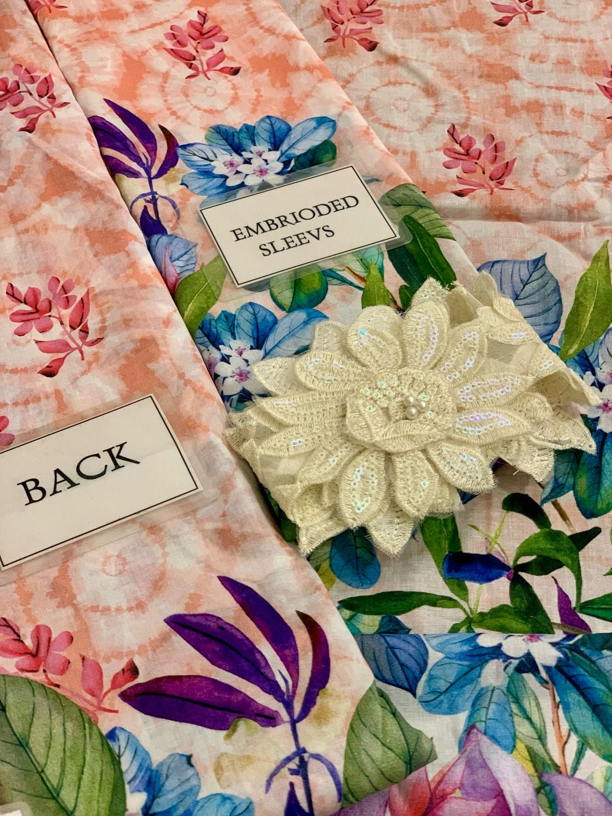 Salitex multicolour flower printed 3pc emb unstiched