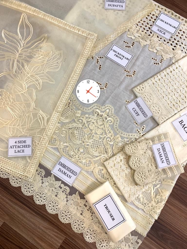 Mushq valentina luxury lawn 3pc Chikankari emb unstiched