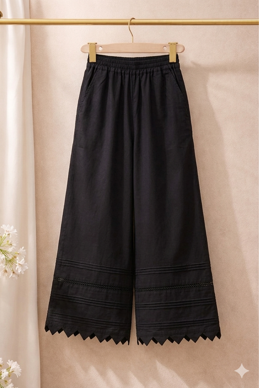 1 PIECE STITCH BOTTOM PLAZZO BLACK