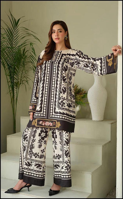 Lulusar vintage silk digital print 3pc unstiched