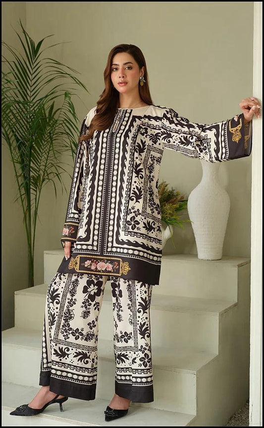 Lulusar vintage silk digital print 3pc unstiched