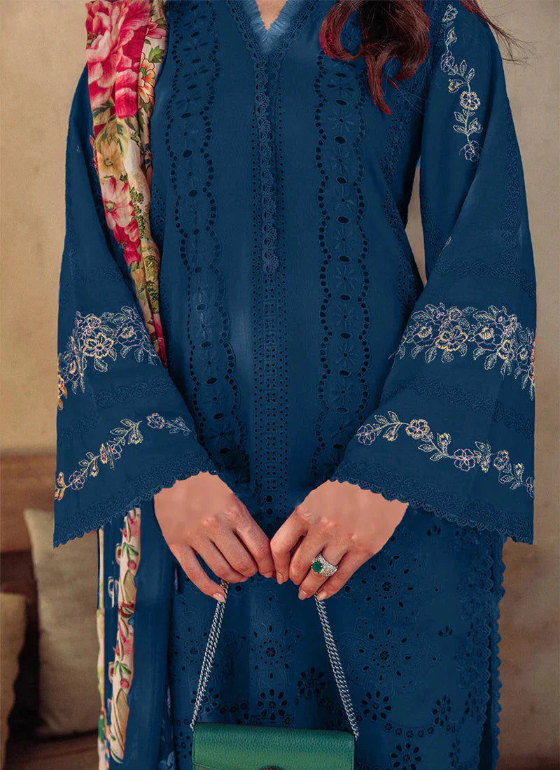 Saira Rizwan blue luxury lawn 3pc Chikankari emb unstiched