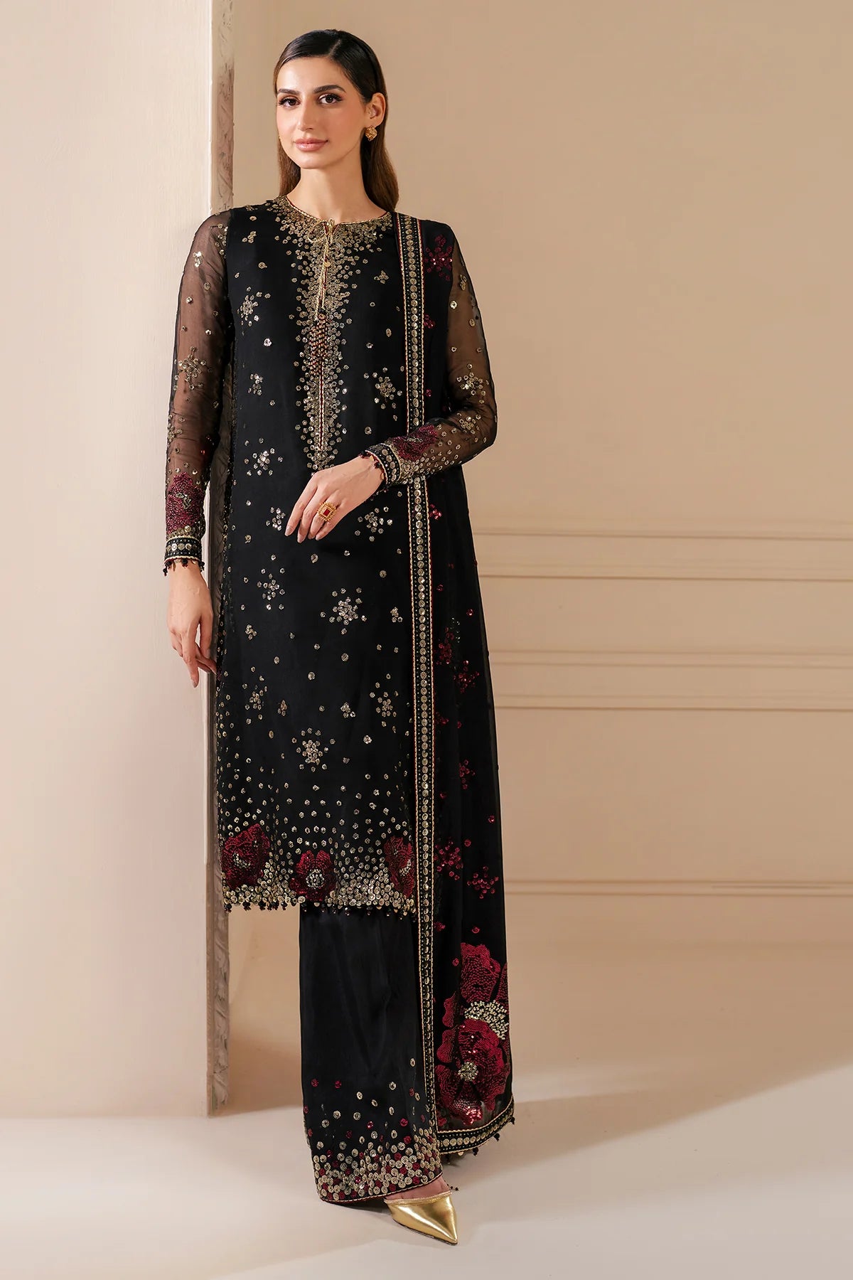 Jazmin UC-3070 chiffon embroidered 3pc unstiched