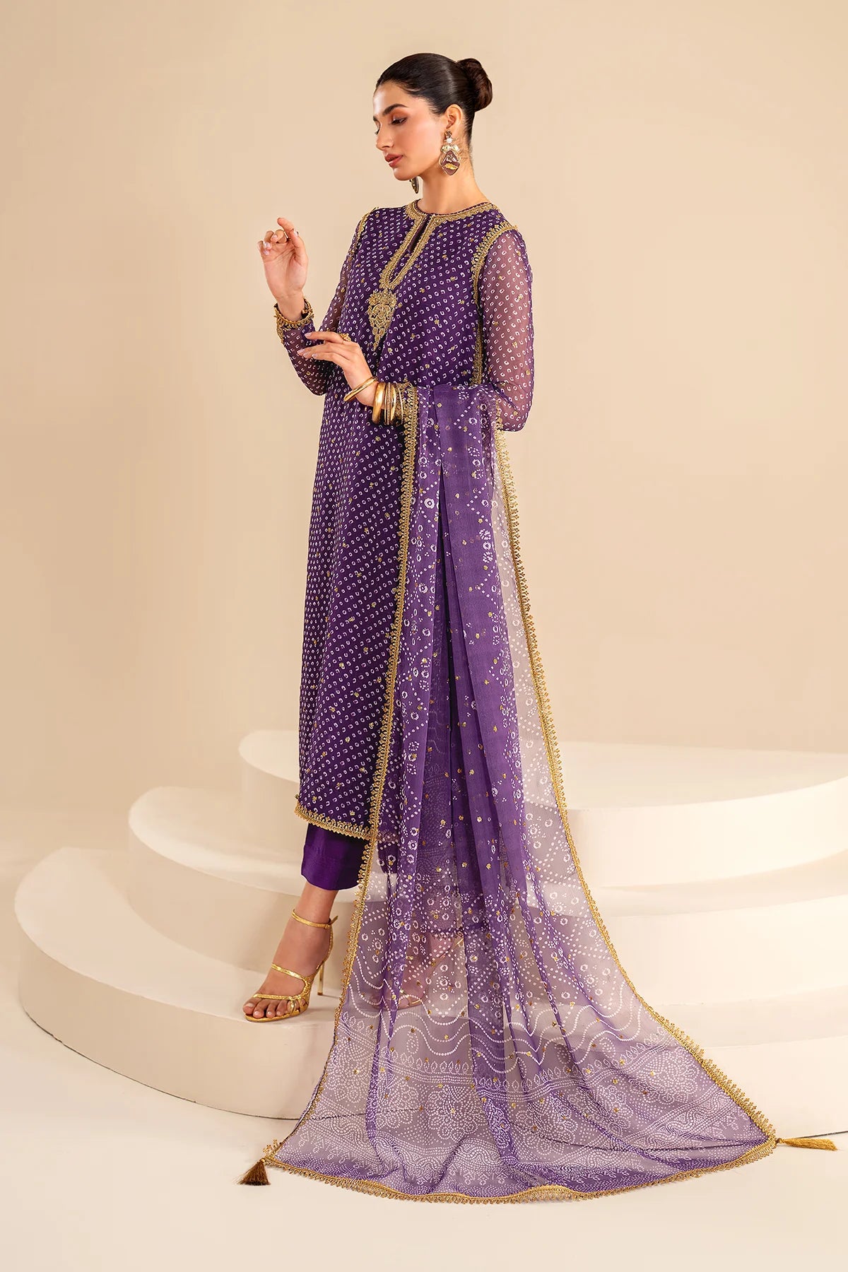 Baroque Chunri luxury chiffon 3pc emb unstiched SF-625