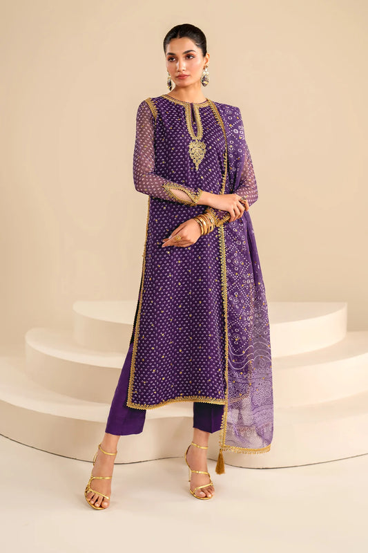 Baroque Chunri luxury chiffon 3pc emb unstiched SF-625