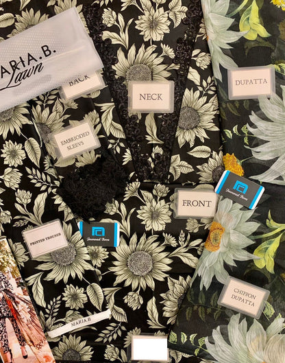 Maria b M print sunflower 3pc lawn emb unstiched
