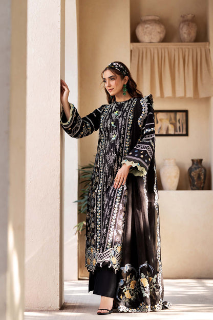 Maryam Hussain black DAWN L25-02 luxury lawn Chikankari 3pc unstiched