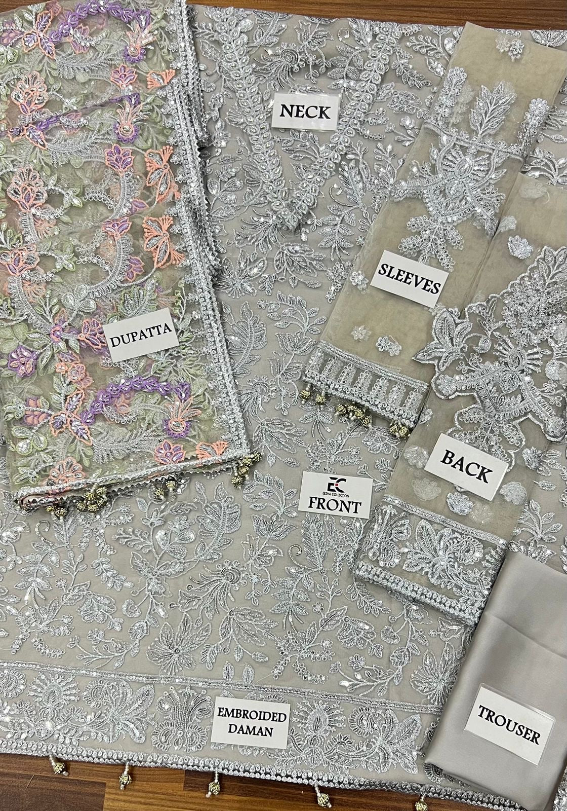 Zarif Grace luxury net embroidered 3pc unstiched