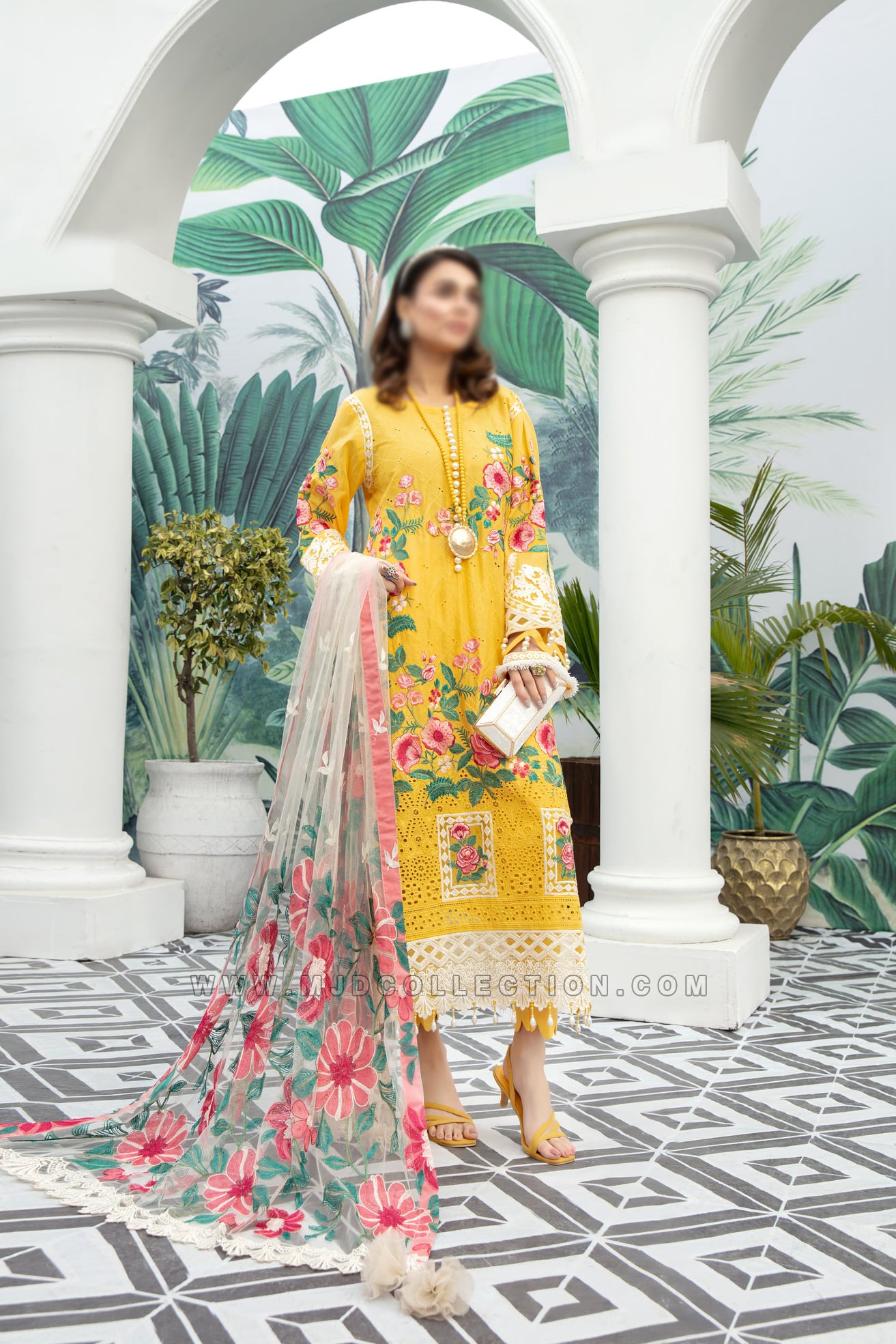 Adan’s Libas Honeycomb Heaven Schiffli Embroidered Lawn D5