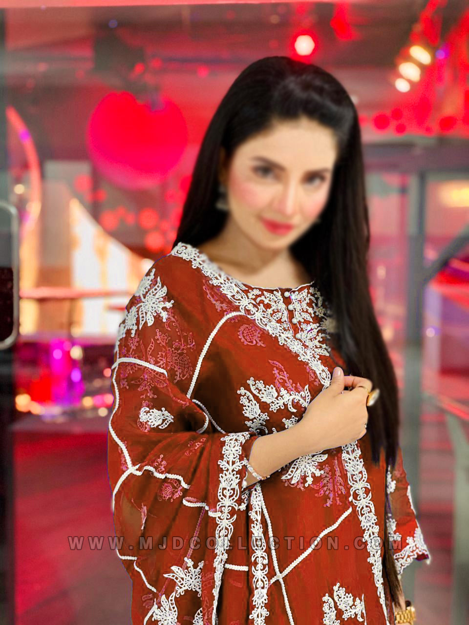 Agha Noor Embroidered Formal Organza Collection By Kiran Naz Red