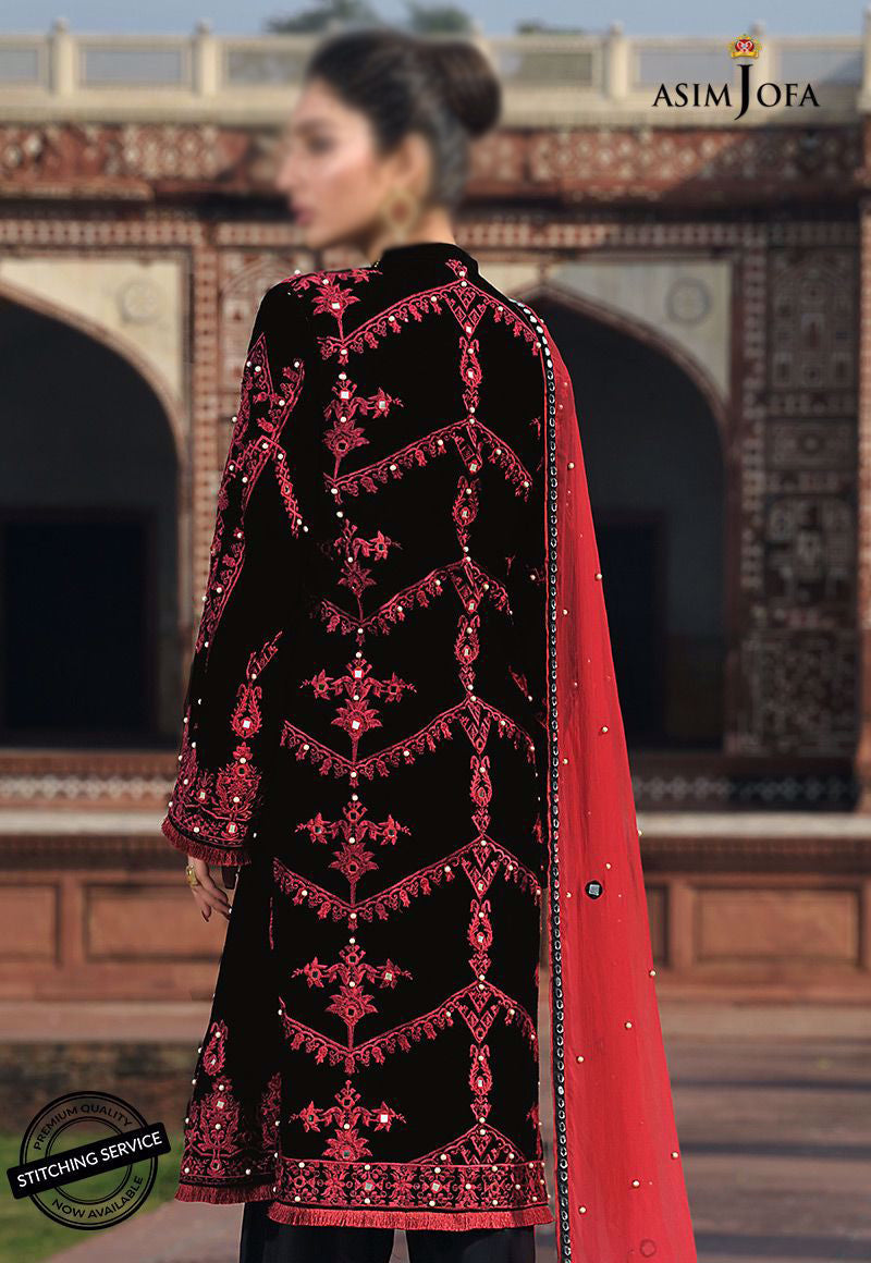 Asim Jofa Black And Red Luxury Lawn Collection AJL-11a Neelum Muneer