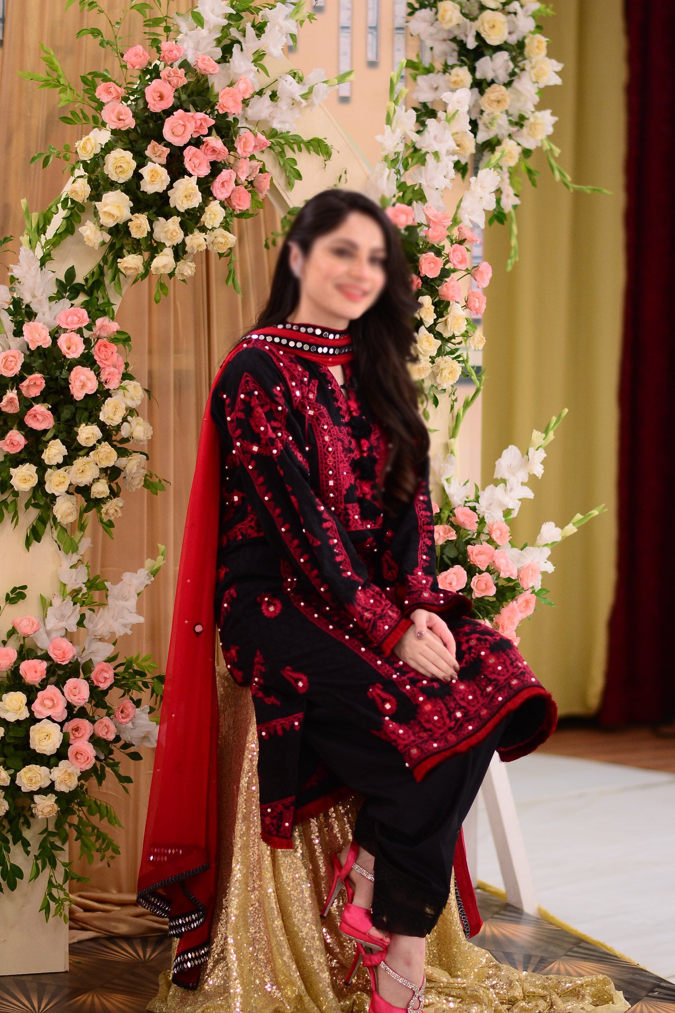Asim Jofa Black And Red Luxury Lawn Collection AJL-11a Neelum Muneer