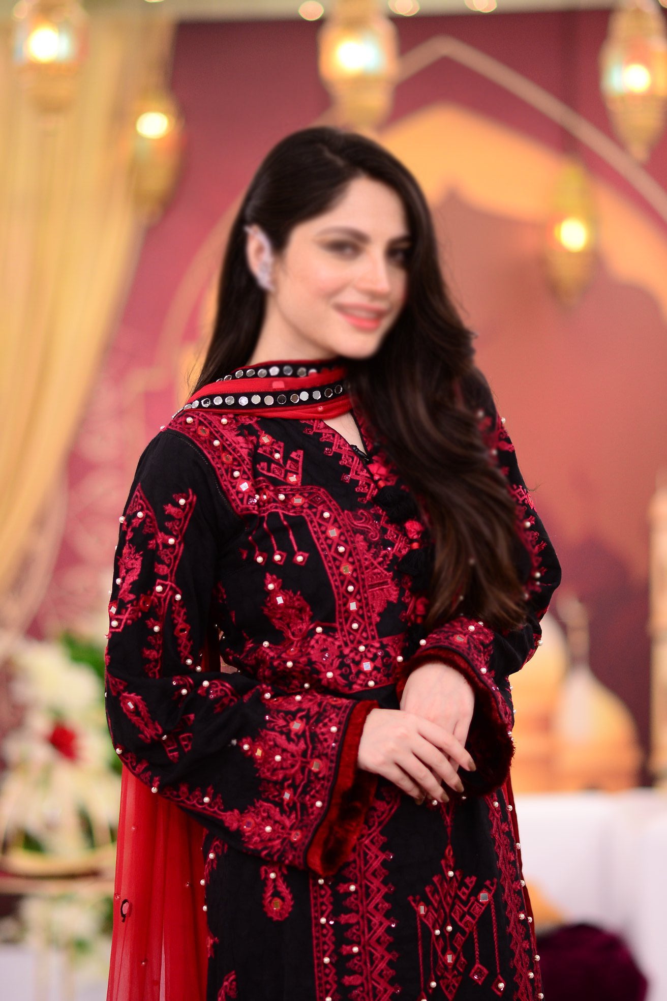 Asim Jofa Black And Red Luxury Lawn Collection AJL-11a Neelum Muneer