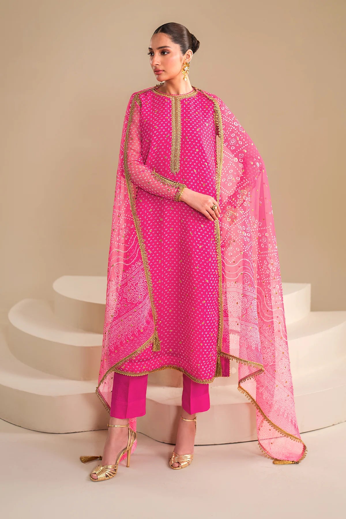 Baroque chunri luxury chiffon 3pc emb unstiched SF-626 pink