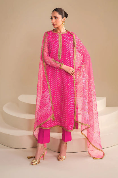 Baroque chunri luxury chiffon 3pc emb unstiched SF-626 pink
