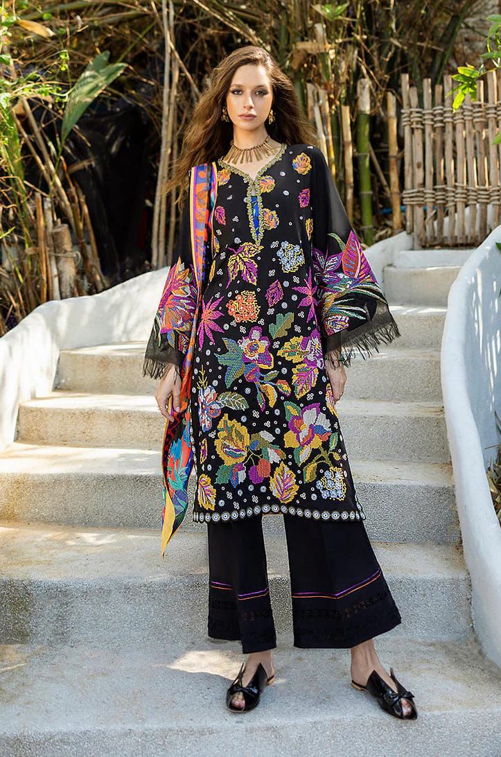 Esmel D-05 luxury lawn cross stitch emb 3pc emb unstiched