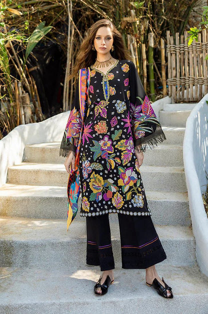 Esmel D-05 luxury lawn cross stitch emb 3pc emb unstiched