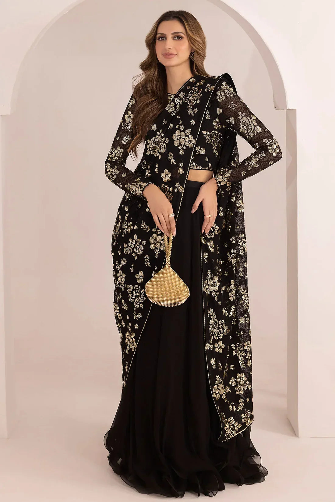 Jazmin Chiffon luxury Saree 3pc unstiched UC-3021
