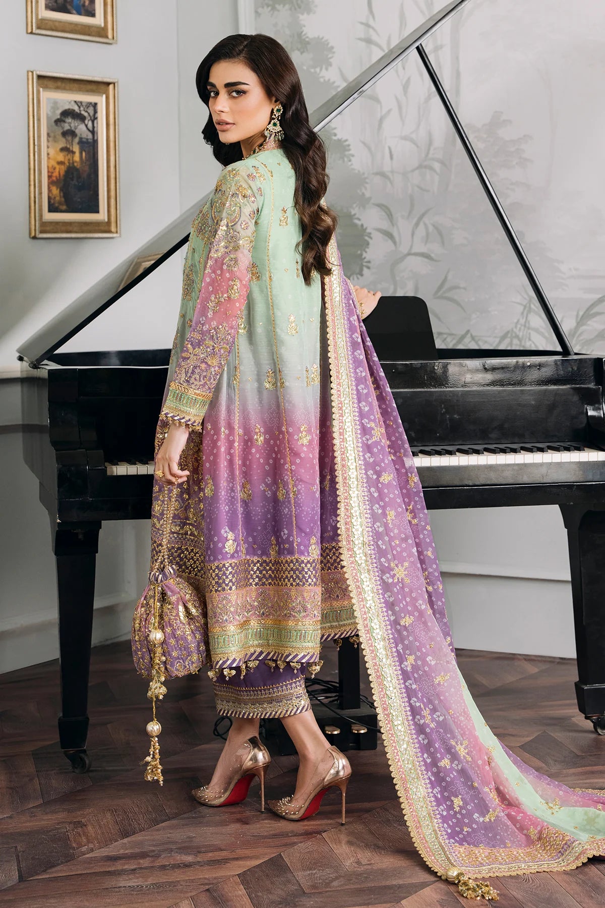 Baroque chantelle CH12-08 luxury chiffon 3pc emb unstiched