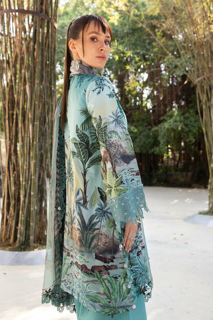 Maria b Safari Mprint 7A 3pc lawn emb unstiched sea grean