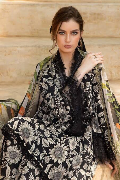 Maria b M print sunflower 3pc lawn emb unstiched