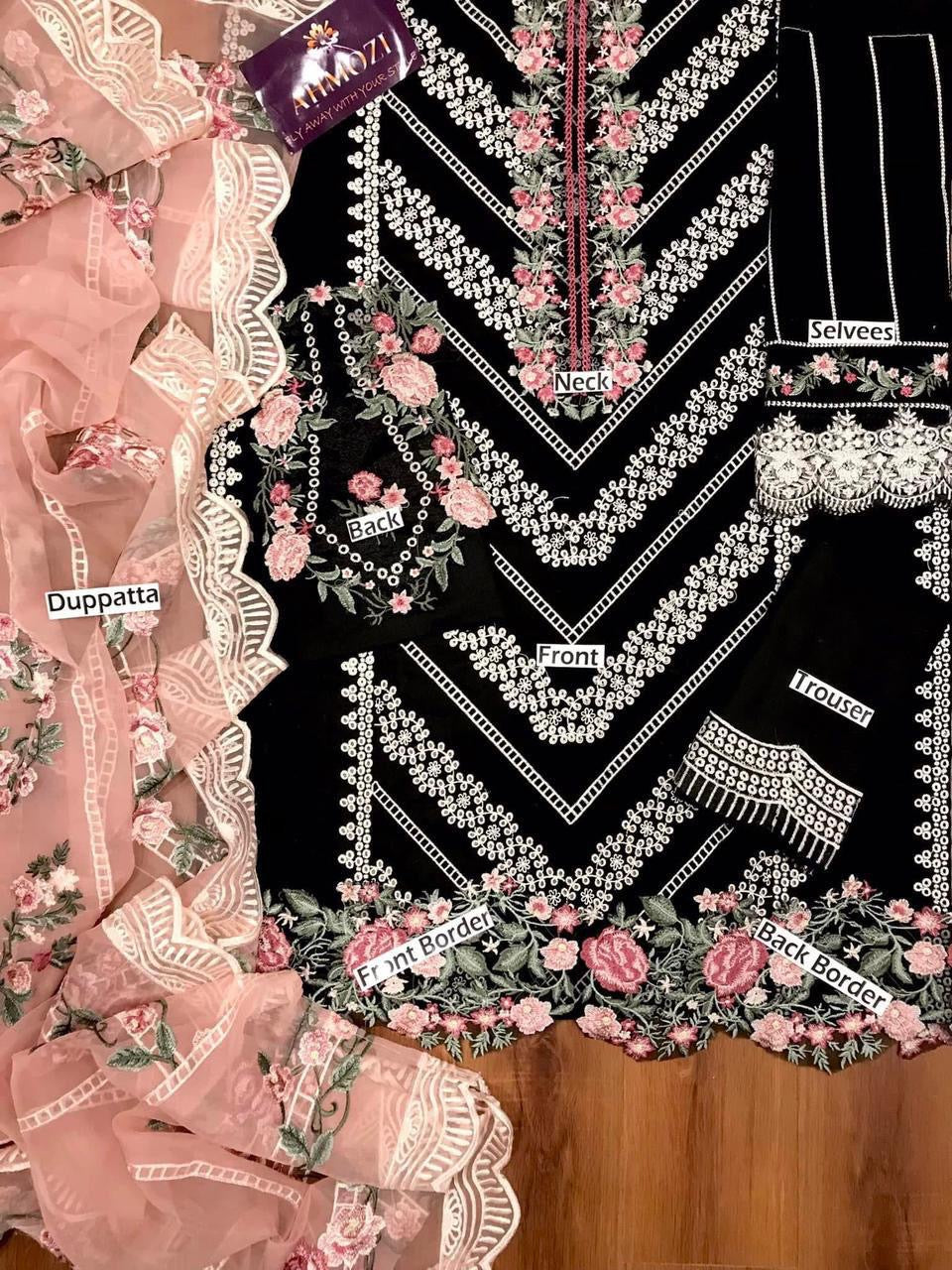 Crimson pleated perfection luxury lawn 3pc Chikankari unstiched