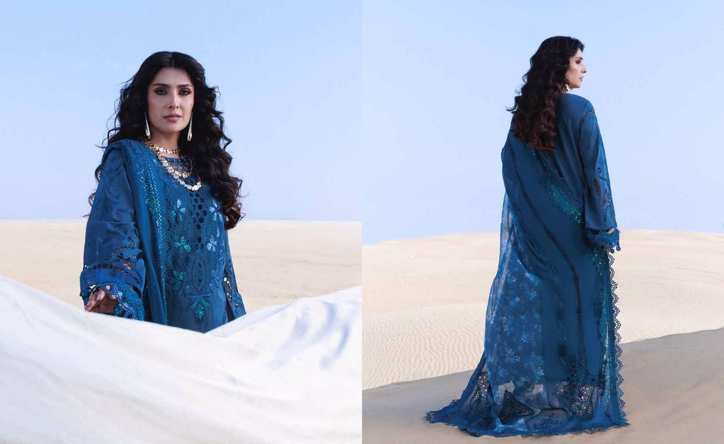 Nureh Unstitched Embroidered Luxury Lawn 3 Piece Suit NU26UA NE-229