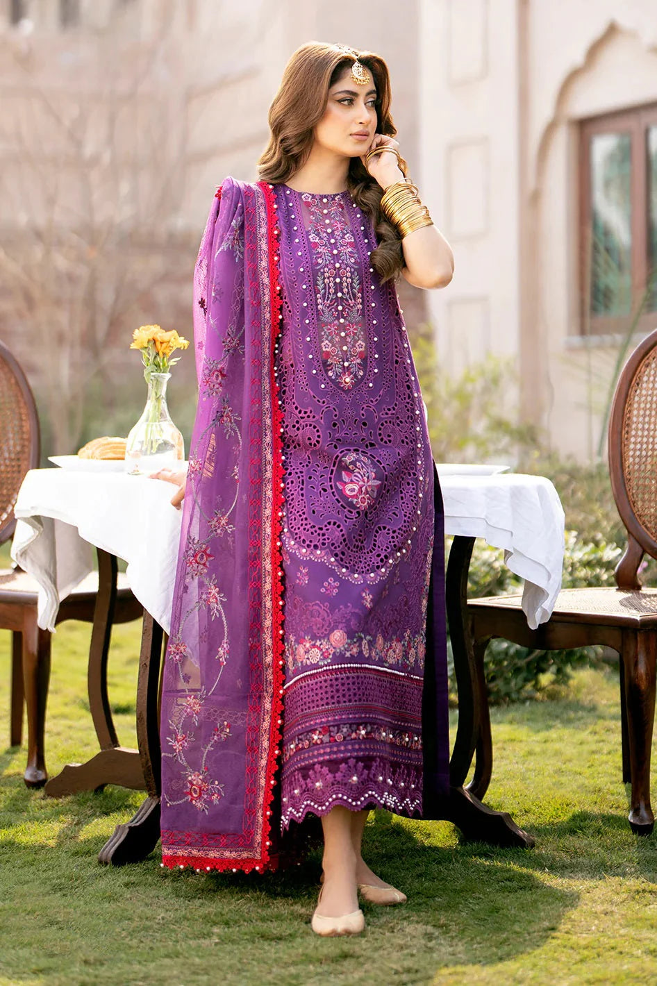 Bin Ilyas Sajal Ali luxury lawn 3pc Chikankari emb unstiched