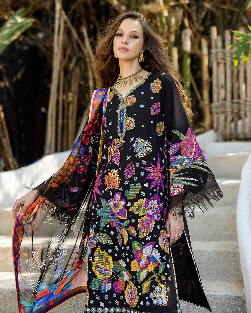 Esmel D-05 luxury lawn cross stitch emb 3pc emb unstiched