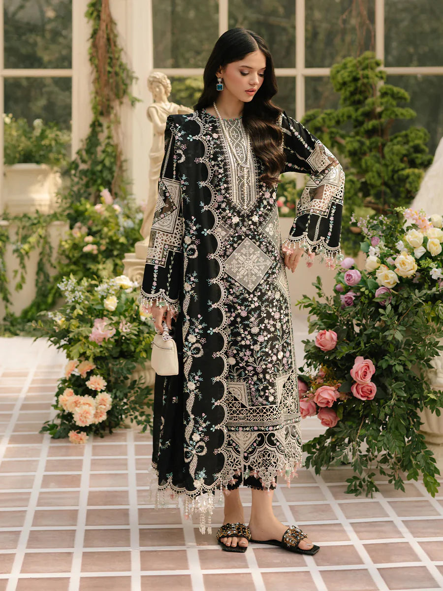 Bin Ilyas freesia luxury lawn chickankari Black unstitched