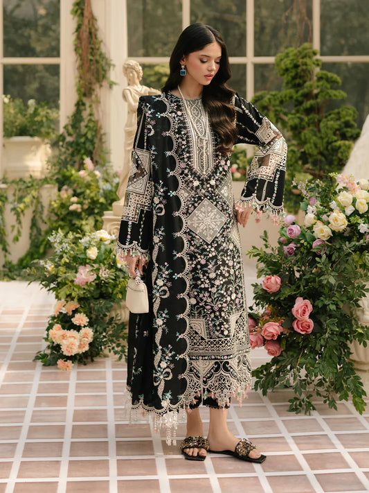 Bin Ilyas freesia luxury lawn chickankari Black unstitched