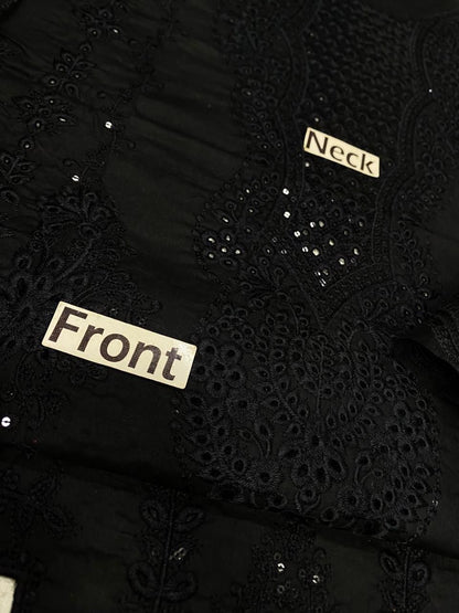 Nureh NE-151 Black luxury lawn Chikankari 3pc unstiched