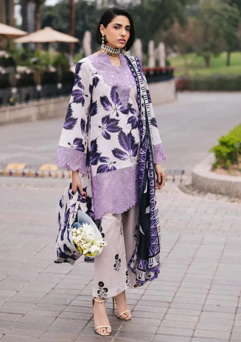 Mahnur lilac broadway printed lawn 3pc embroidered unstiched