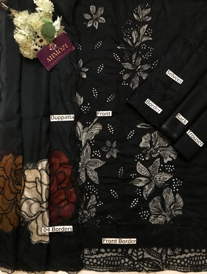 Rangrasiya D-01 Rameen luxury lawn 3pc Chikankari emb unstiched