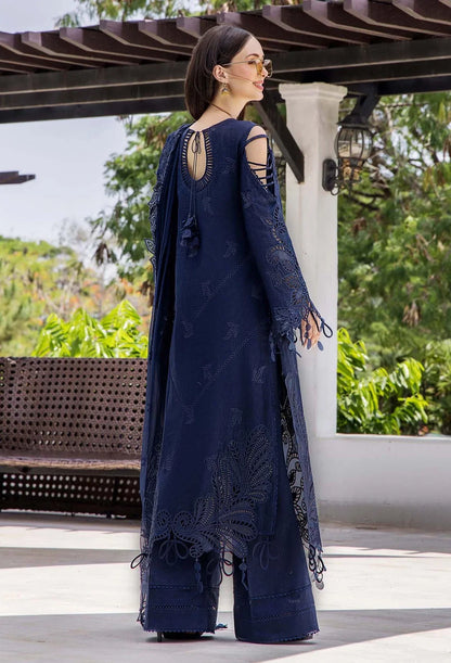 Adan libas Glance Blue luxury lawn chickankari 3pc emb unstiched