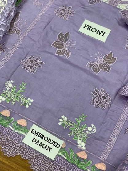 Crimson Amethyst luxury lawn 3pc Chikankari emb unstiched
