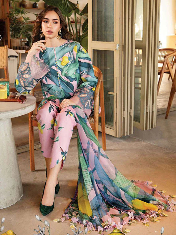 Maria b Mprint lawn 3pc emb unstiched Mpt-2503B