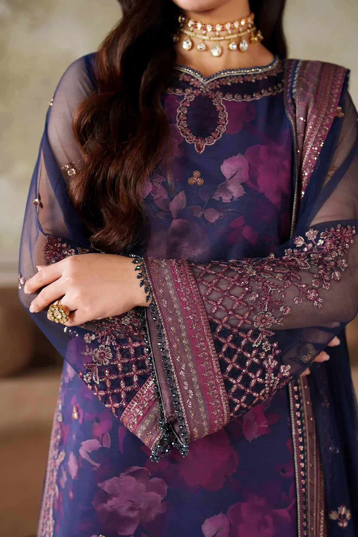 Zarif -03Asra printed lawn 3pc emb unstiched