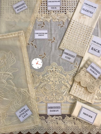 Mushq valentina luxury lawn 3pc Chikankari emb unstiched