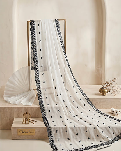 01 PIECE READY TO WEAR EMBROIDERED CHIFFON DUPATTA