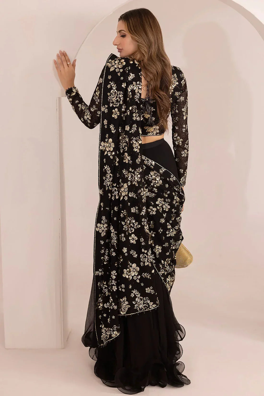 Jazmin Chiffon luxury Saree 3pc unstiched UC-3021