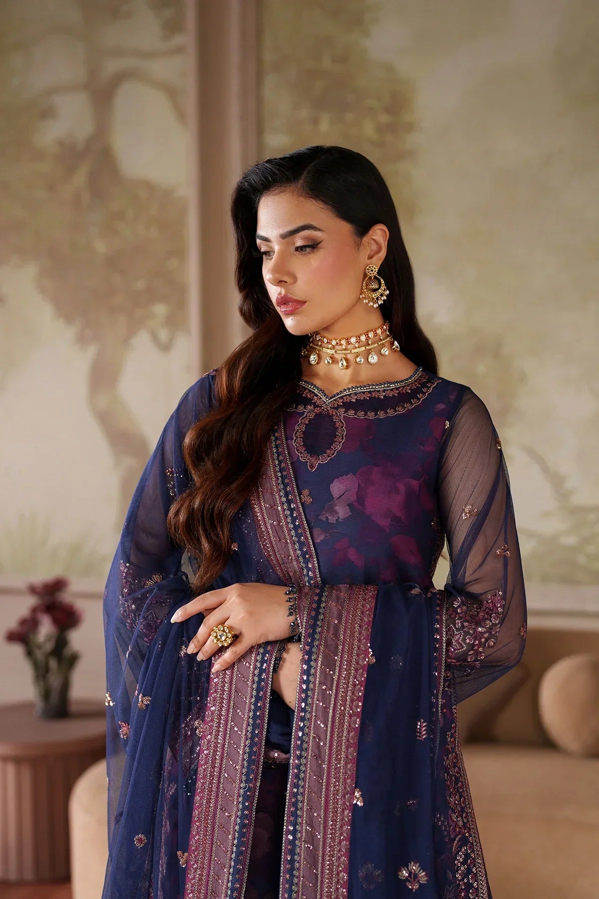 Zarif -03Asra printed lawn 3pc emb unstiched