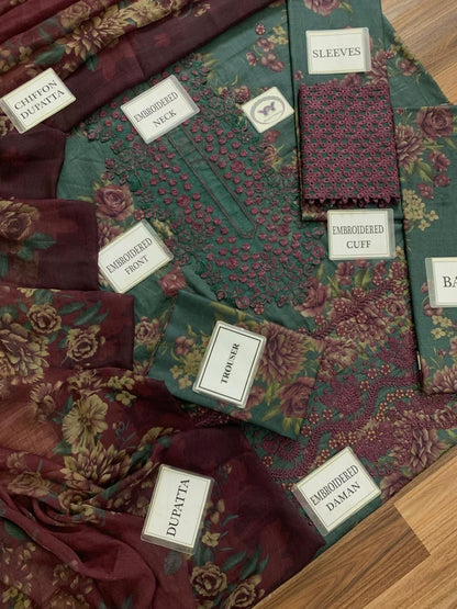 Iznik IPK-08 printed lawn 3pc emb unstiched