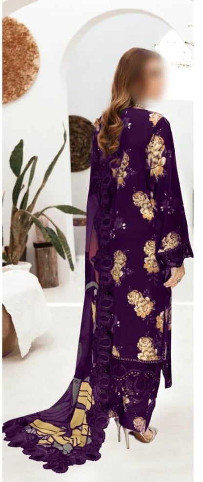 Ramsha purple printed lawn 3pc emb unstiched