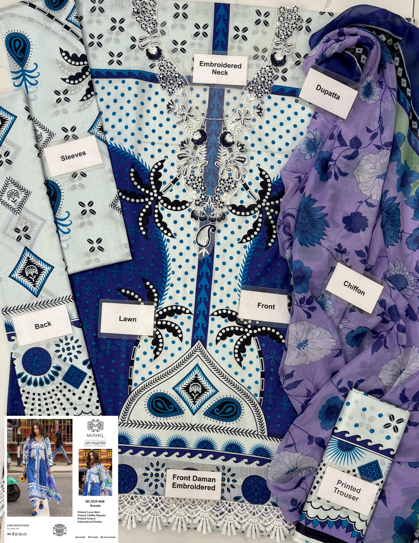 Mushq La Dolce Printed lawn 3pc emb unstiched