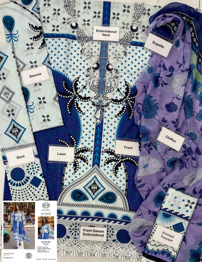 Mushq La Dolce Printed lawn 3pc emb unstiched