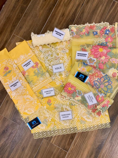 Crimson Lemon luxury Chikankari lawn 3pc unstiched