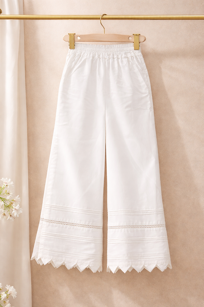1 PIECE STITCH BOTTOM PLAZZO WHITE