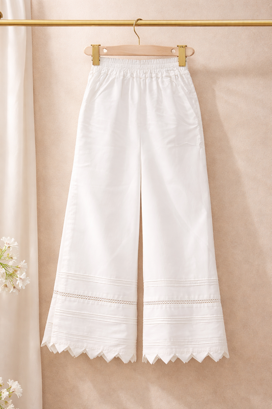 1 PIECE STITCH BOTTOM PLAZZO WHITE