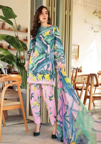 Maria b Mprint lawn 3pc emb unstiched Mpt-2503B